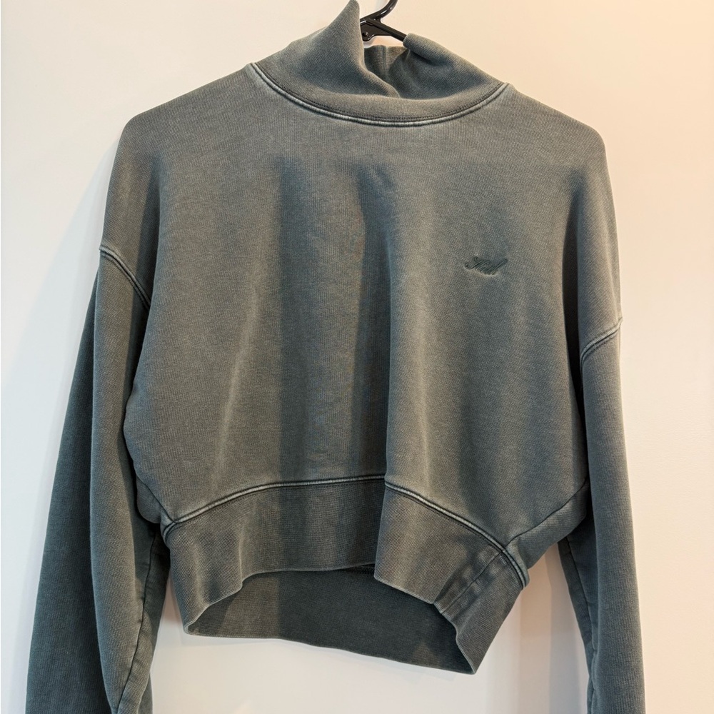 Kith Cropped Crewneck Sweatshirt in Faded Olive Green